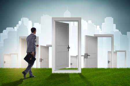 Businessman facing many business opportunities