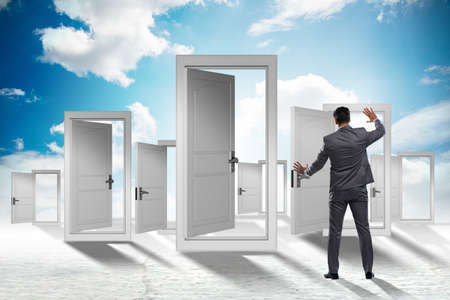 Businessman facing many business opportunities
