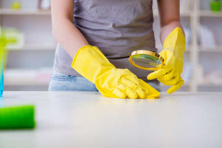 Woman doing cleaning at home