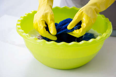 Woman doing cleaning at homeの写真素材