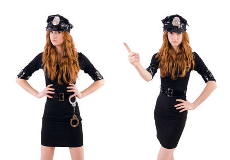 Redhead police officer isolated on whiteの写真素材
