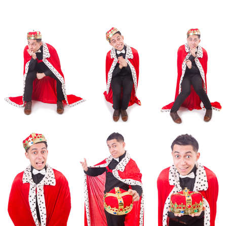 Businessman with crown isolated on white
