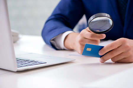 Man paying with credit card online