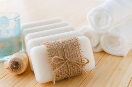 Healthy lifestyle concept with aromatic soapsの写真素材
