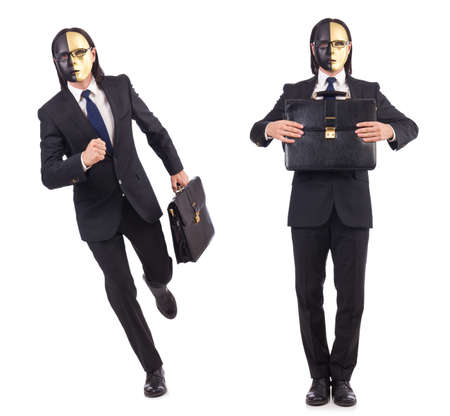 Man with mask isolated on white background