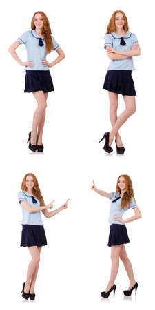 Young naughty student female isolated on white backgroundの写真素材