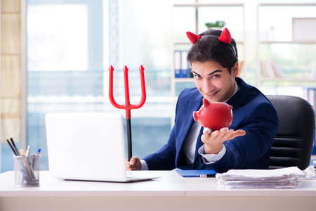 Devil angry businessman in the office