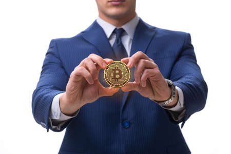 Businessman in bitcoin price increase conceptの写真素材