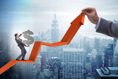 Businessman supporting growtn in economy on chart graph