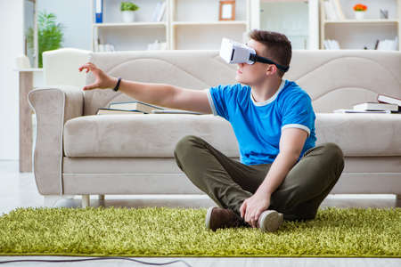 Young man with virtual glasses