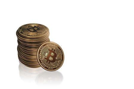 Bitcoins in blockchain cryptocurrency conceptの写真素材