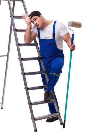 Young painter contractor isolated on white backgroundの写真素材