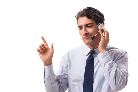 Man with headset isolated on white background