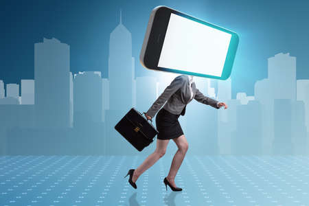 Mobile phone zombie under the influence of smartphoneの写真素材