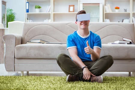 Young man with virtual glasses