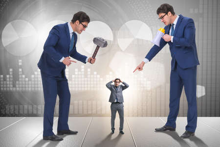 Bad angry boss harassing employee in business conceptの写真素材