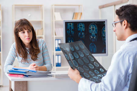 Young woman visiting radiologist for x-ray exam