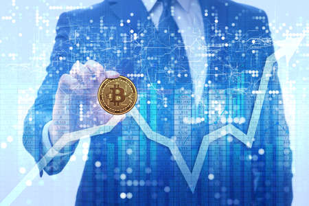 Businessman sad about bitcoin price crash