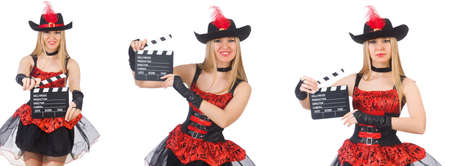 Woman pirate with movie board