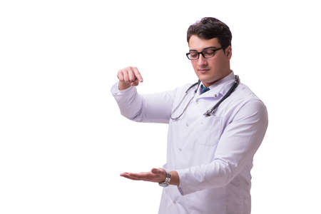 Young male doctor isolated on white backgroundの写真素材
