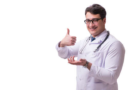 Young male doctor isolated on white backgroundの写真素材