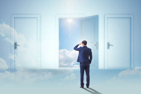 Businessman facing many business opportunitiesの写真素材