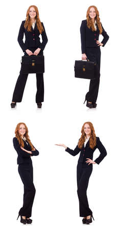 Woman businesswoman in business concept isolated on whiteの写真素材