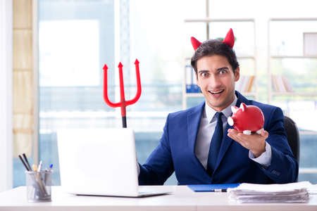 Devil angry businessman in the office