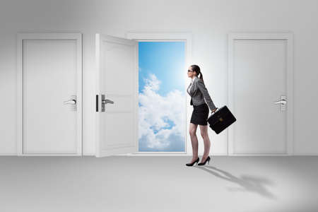 Businesswoman facing many business opportunities