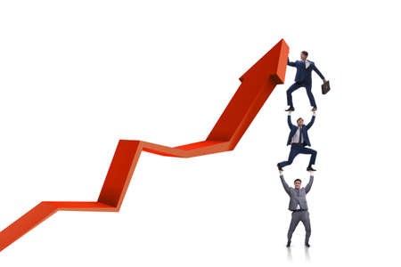 Businessman supporting growtn in economy on chart graphの写真素材