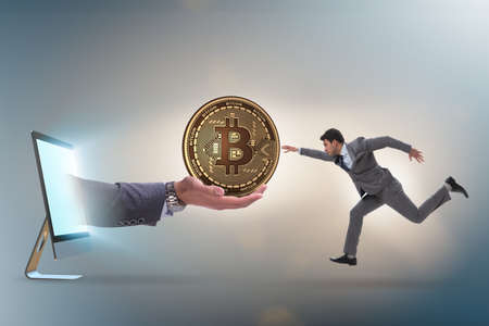 Businessman in bitcoin price increase conceptの写真素材