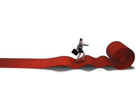 Businesswoman on the red carpet in success conceptの写真素材