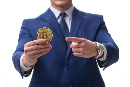 Businessman in bitcoin price increase conceptの写真素材