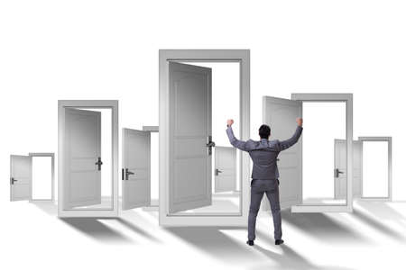 Businessman facing many business opportunitiesの写真素材