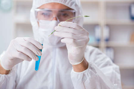 Biotechnology scientist chemist working in lab