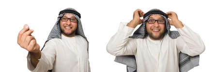 Concept with arab man isolated on whiteの写真素材
