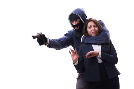 Businesswoman is kidnapped by the gunman