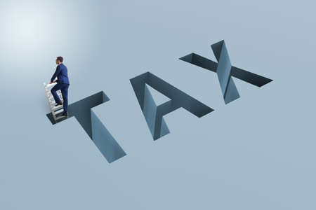 Businessman in tax financial and business conceptの写真素材
