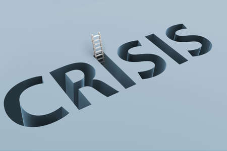 Financial crisis business concept with letters on ground