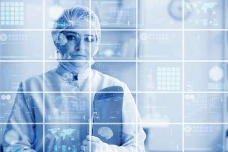 Woman doctor in telemedicine mhealth conceptの写真素材