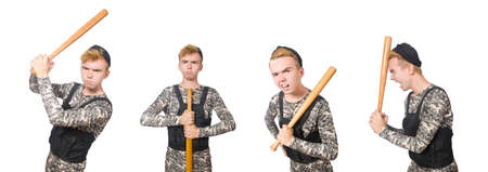 Funny soldier isolated on white background