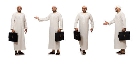Concept with arab man isolated on whiteの写真素材