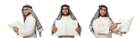 Concept with arab man isolated on whiteの写真素材
