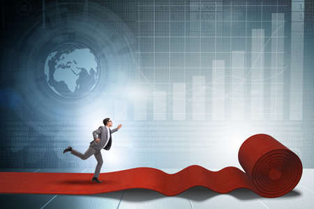 Businessman on the red carpet in success conceptの写真素材