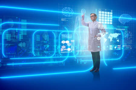 Woman doctor in telemedicine mhealth conceptの写真素材