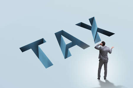 Businessman in tax financial and business conceptの写真素材