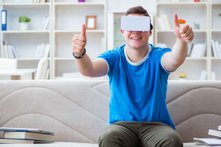 Young man with virtual glasses