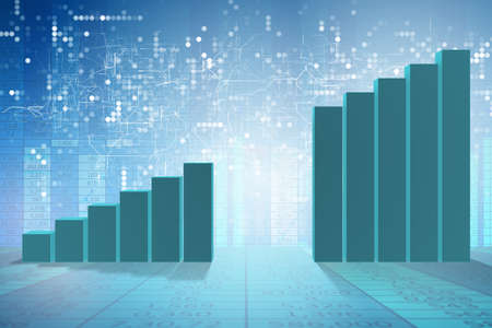 Growing bar charts in economic recovery concept - 3d rendering