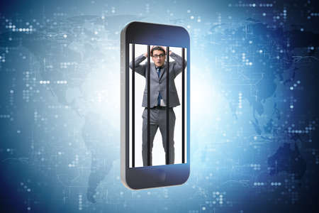 Mobile phone and social media addiction conceptの写真素材