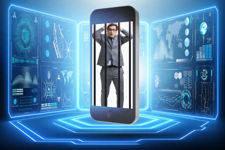 Mobile phone and social media addiction conceptの写真素材